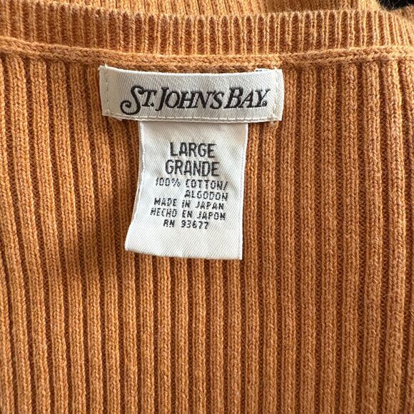 Vintage 90s St. John's Bay Henley Top Ribbed 3/4 Sleeve Yellow Size Large‎ - Picture 4 of 4